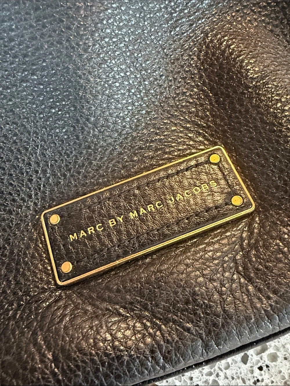 Marc Jacobs Black Leather Tote with Gold Hardware